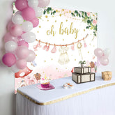 Pink Floral Country House Mushroom Oh Baby Backdrop